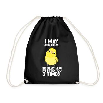 Parakeet Bird In My Head I've Bitten You 3 Times - Drawstring Bag - black - Front