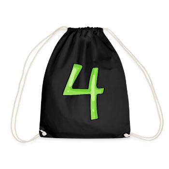 Number 4 Green - Drawstring Bag - black - Front