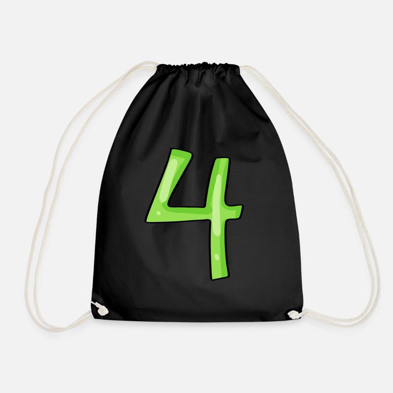 Number 4 Green - Drawstring Bag - black