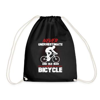 bicycle Bicycle Never underestimate and old Man - Drawstring Bag - black - Front
