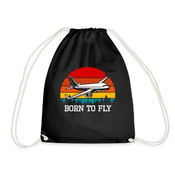 Airplane Pilot - Born to Fly - Flying - Turnbeutel - Schwarz - Vorne