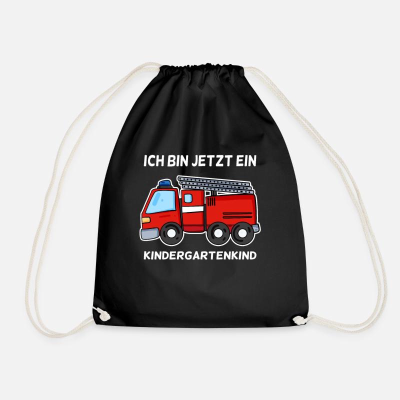 Kindergarten Kind Feuerwehr Schule Einschulung - Turnbeutel - Schwarz