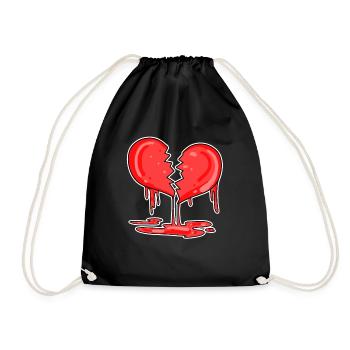 broken heart - Drawstring Bag - black - Front