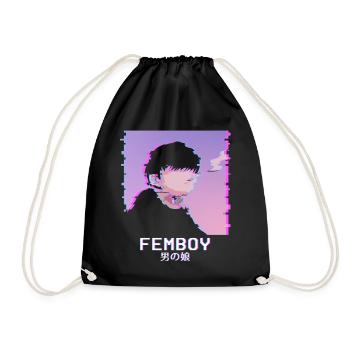 Japanisch Emo Femboy Vaporwave LGBTQ Schwul Queer - Turnbeutel - Schwarz - Vorne