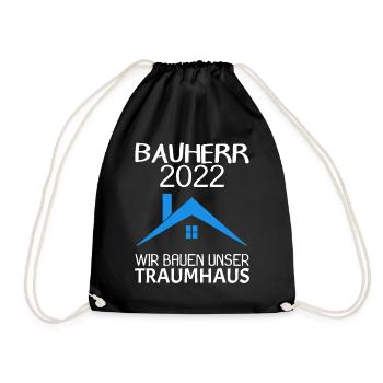 Bauherr Hausbau Baustelle Richtfest 2022 - Turnbeutel - Schwarz - Vorne