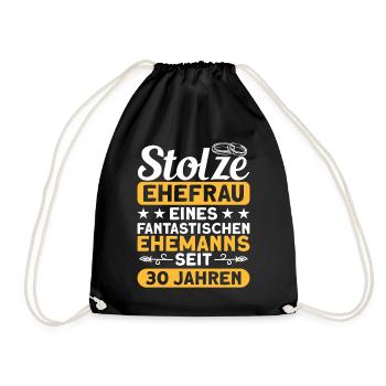 Ehepaar 30. Hochzeitstag Perlenhochzeit - Turnbeutel - Schwarz - Vorne