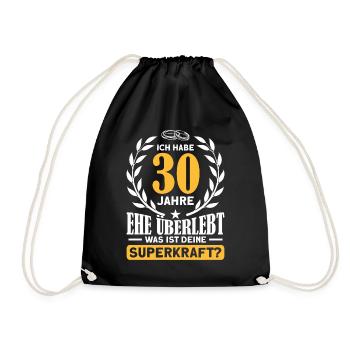 30. Hochzeitstag Ehepaar Perlenhochzeit - Turnbeutel - Schwarz - Vorne