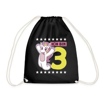 3 Jahre Mädchen 3. Geburtstag - Turnbeutel - Schwarz - Vorne