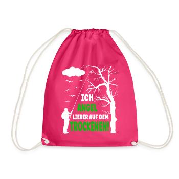Ich angel lieber auf dem Trockenen - Turnbeutel - Fuchsia - Vorne