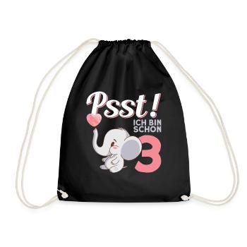 Girls Children's Birthday 3rd Birthday - Drawstring Bag - black - Front