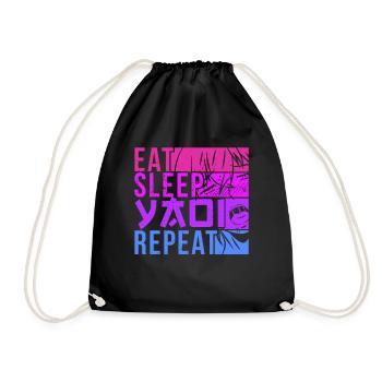 Eat Sleep Yaoi Repeat Fujoshi Anime Boy Gay Manga - Turnbeutel - Schwarz - Vorne