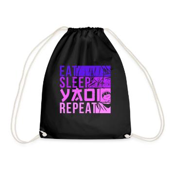 Eat Sleep Yaoi Repeat Fujoshi Anime Boy Gay Manga - Turnbeutel - Schwarz - Vorne