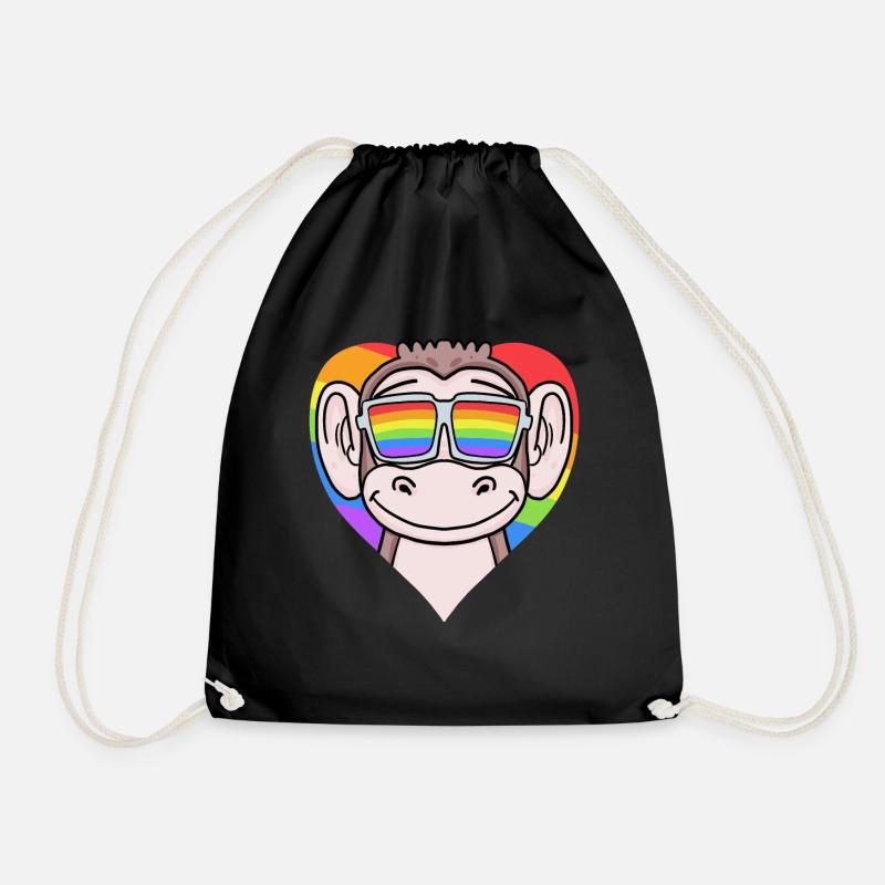 LGBT Herz mit Affe Regenbogen - Turnbeutel - Schwarz