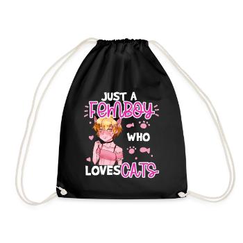 Just A Femboy Who Loves Cats Anime Boy Cat Amant - Sac de sport léger - noir - Devant