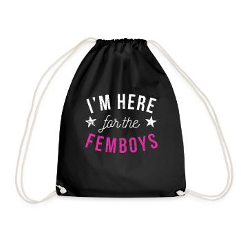 I'm Here For The Femboys Gay Pride Queer Femboy - Drawstring Bag - black - Front