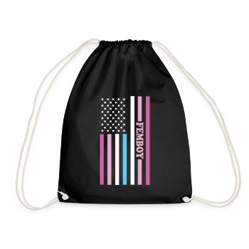 Femboy LGBTQ Rainbow Gay Pride American Flag Queer - Drawstring Bag - black - Front