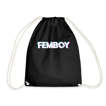 Femboy LGBTQ Gay Pride Anaglyph Vaporwave - Drawstring Bag - black - Front