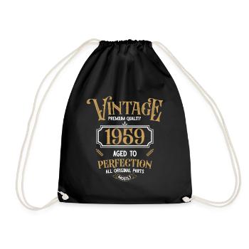 1959 Vintage birthday - Drawstring Bag - black - Front