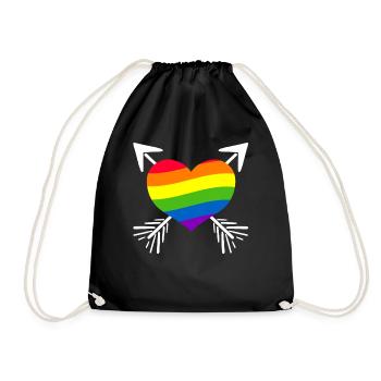 Regenbogen Herz Pfeil - Turnbeutel - Schwarz - Vorne