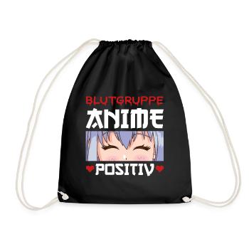 Blutgruppe Anime Positiv Kawaii Anime Girl Merch - Turnbeutel - Schwarz - Vorne