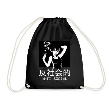 Antisocial Anime Girl Waifu Japanese Manga Weeb - Sac de sport léger - noir - Devant
