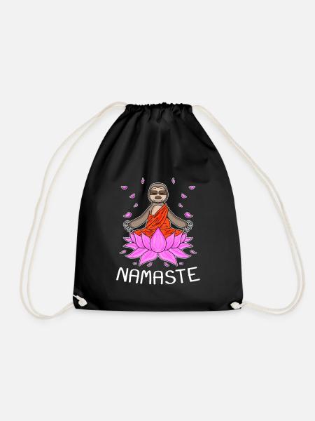 Yoga Namaste Faultier - Turnbeutel - Schwarz