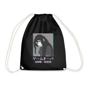 Game Over Manga anime Girl Waifu Vaporwave Otaku - Sac de sport léger - noir - Devant