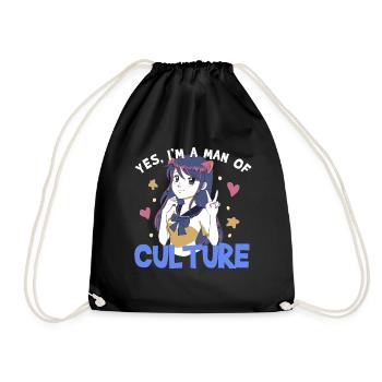 I'm A Man Of Culture Anime Meme Manga Otaku Weeb - Drawstring Bag - black - Front