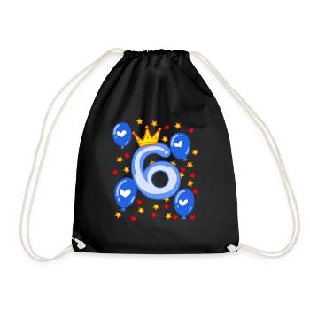 6ème anniversaire jeunes ballons de couronne étoiles - Sac de sport léger - noir - Devant
