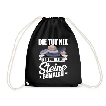 Die tut nix die will nur Steine bemalen steine - Turnbeutel - Schwarz - Vorne