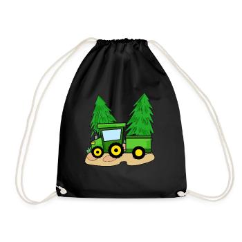 Tractor with trailer - Drawstring Bag - black - Front