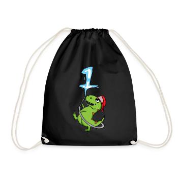 1st Birthday Dinosaur Fire Brigade Gift - Drawstring Bag - black - Front