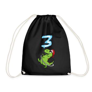 3rd Birthday Dinosaur Fire Brigade Gift - Drawstring Bag - black - Front