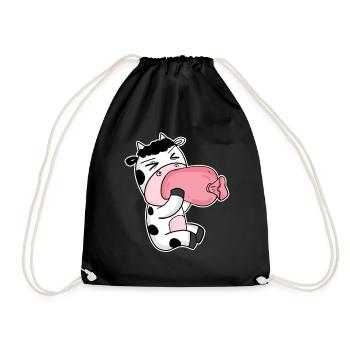 Vache charcuterie motif drôle - Sac de sport léger - noir - Devant