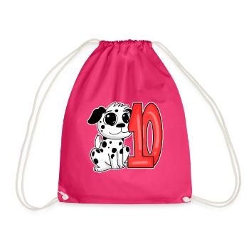 10 Jahre alt - Dalmatiner - 10. Geburtsta - Turnbeutel - Fuchsia - Vorne