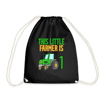 Tractor 1 year boy 1st birthday son - Drawstring Bag - black - Front