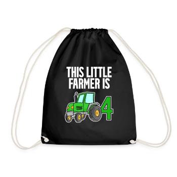 Tractor 4 years Boy 4th birthday son - Drawstring Bag - black - Front