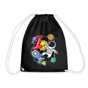 1 years astronaut boy 1st birthday gift - Drawstring Bag - black - Front