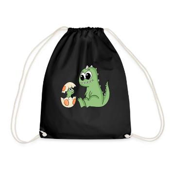 Dinosaurier mit Baby Dinosaurier - Turnbeutel - Schwarz - Vorne