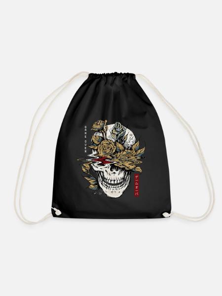Edgy Schädel and Flowers Game Over Goth Vaporwave - Turnbeutel - Schwarz