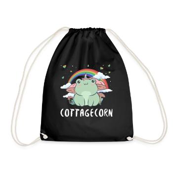 Cottagecore Aesthetic Kawaii Grenouille Unicorn - Sac de sport léger - noir - Devant