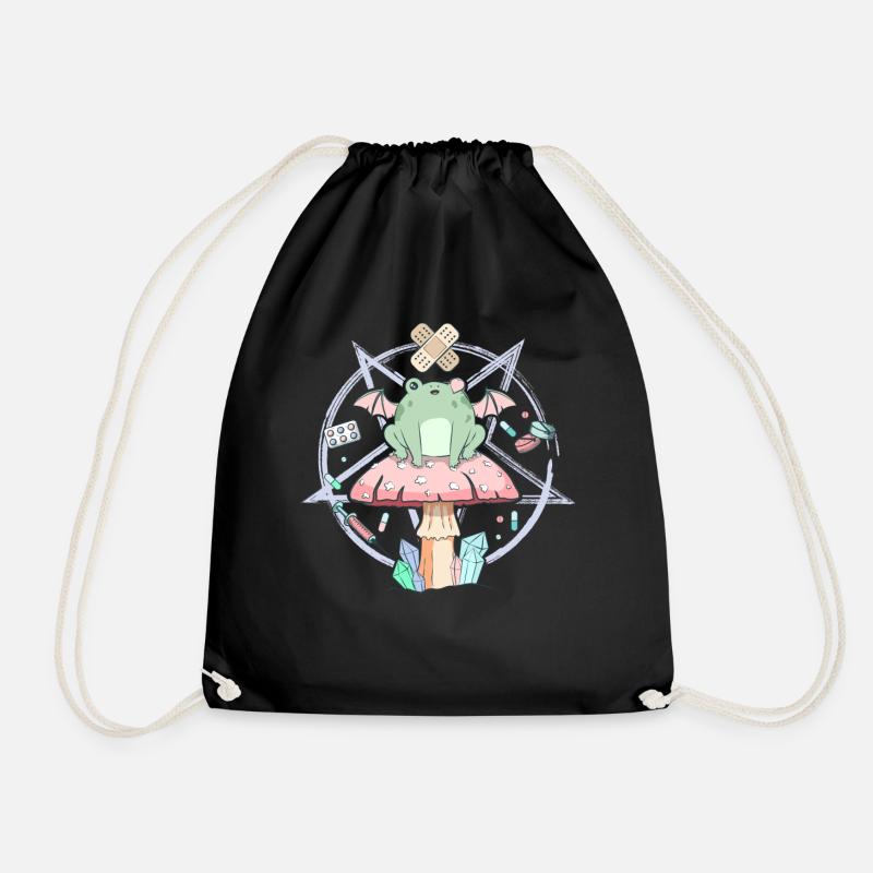 Cottagecore Esthétique Pastel Goth Frog Pentagram - Sac de sport léger - noir