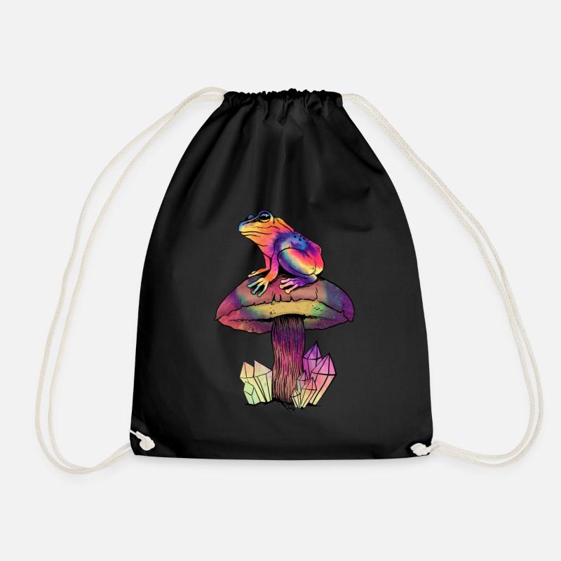 Cottagecore Aesthetic Psychedelic Frosch Pilz - Turnbeutel - Schwarz