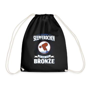 Schwimmer Schwimmprüfung Bronze Geschenk - Turnbeutel - Schwarz - Vorne