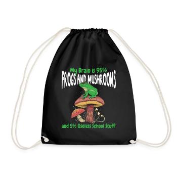 Cottagecore Aesthetic Frogs And Mushroom - Drawstring Bag - black - Front