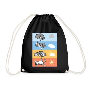 funny sleeping weather cats cuddly outfit - Drawstring Bag - black - Front