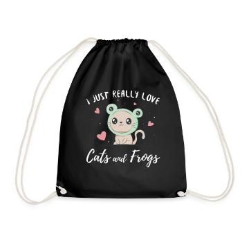 Cottagecore Aesthetic I Just Love Cats And Frogs - Sac de sport léger - noir - Devant