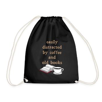 Dark Academia Aesthetic Lustig Coffee And Books - Turnbeutel - Schwarz - Vorne