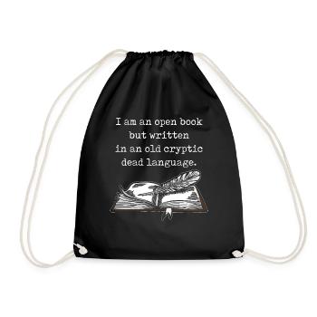 Dark Academia Aesthetic I Am An Open Book Text - Drawstring Bag - black - Front