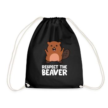 Respect The Beaver Funny Beaver - Drawstring Bag - black - Front